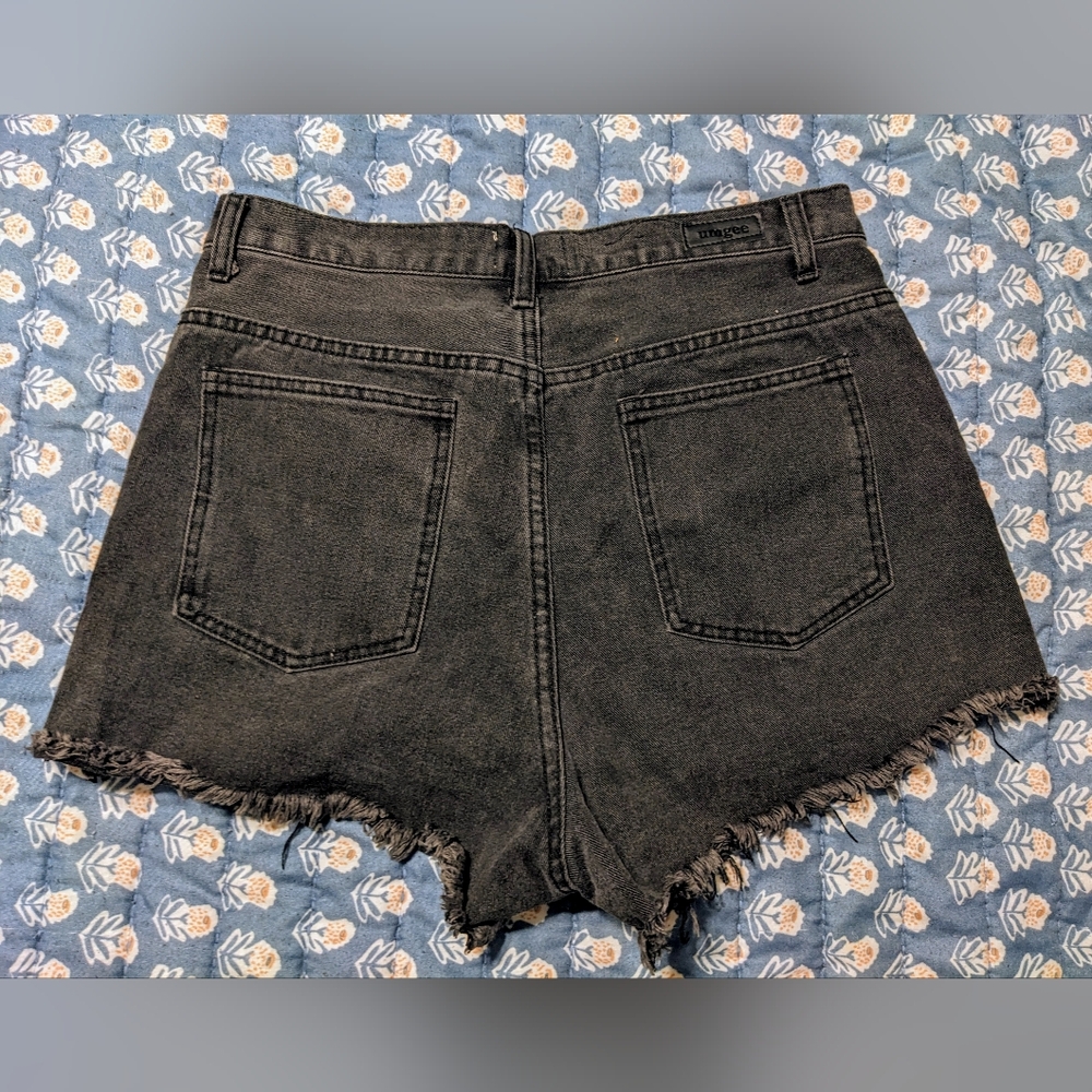 Umgee High Waist Faded Black Distressed Cut Off Jean Shorts sz 5/6 Festival - Picture 6 of 9